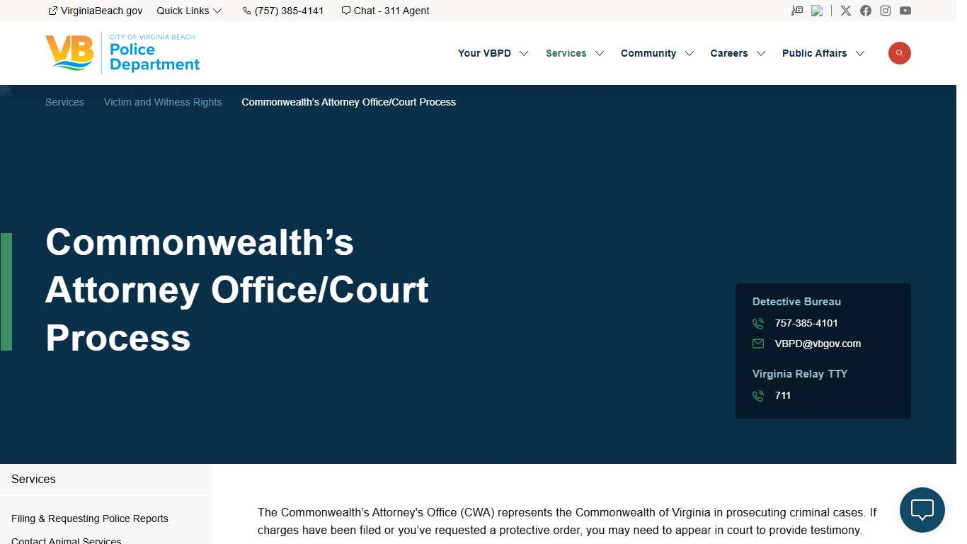 Commonwealth’s Attorney Office/Court Process City of Virginia Beach