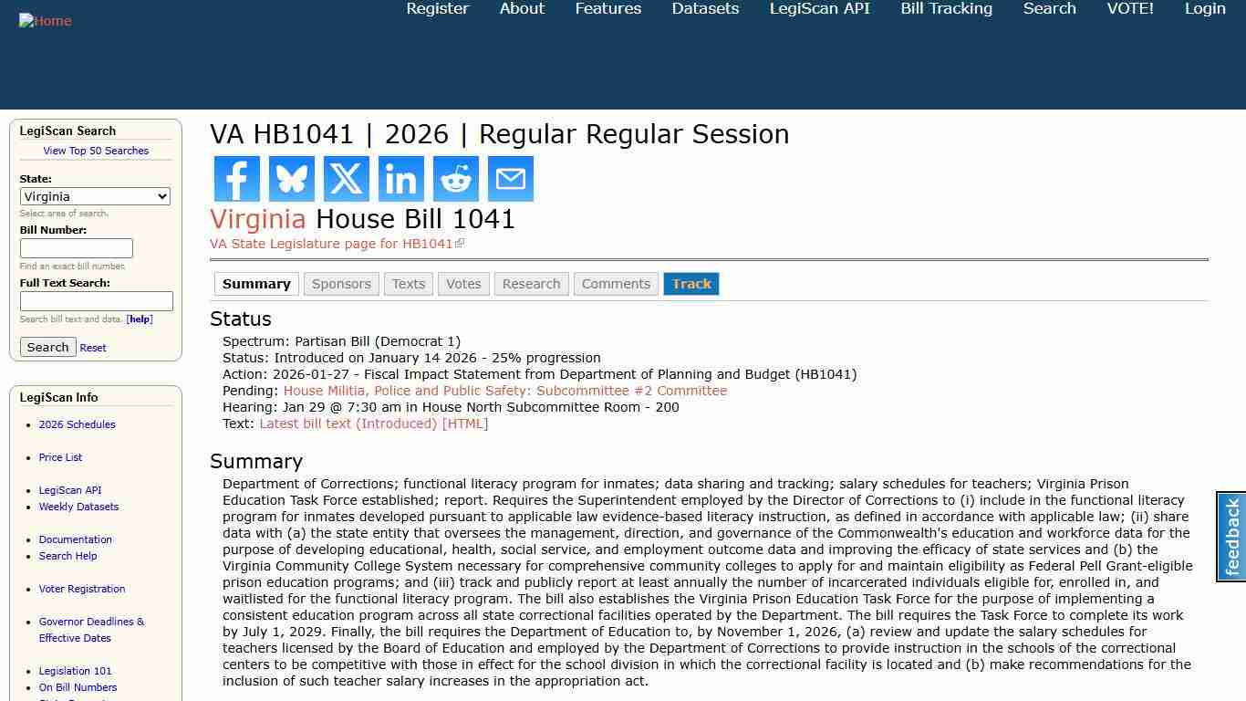 VA HB1041 2026 Regular Regular Session LegiScan